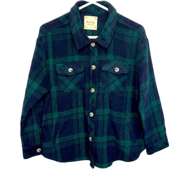 Altar'd State Flannel Shacket Sz XS Blue Green - Picture 1 of 7